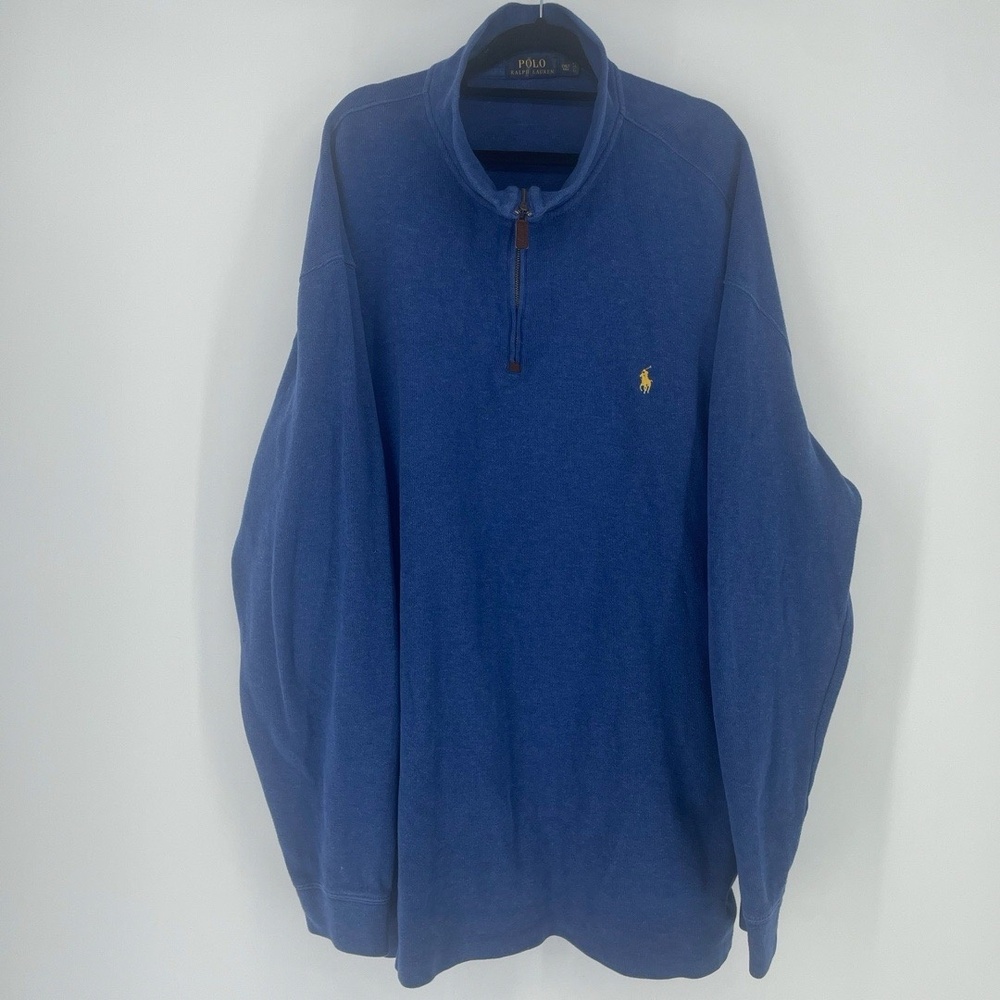 Polo Ralph Lauren  Blue 1/4 Zip Pullover size 2XLT Tall‎ Yellow Pony Logo